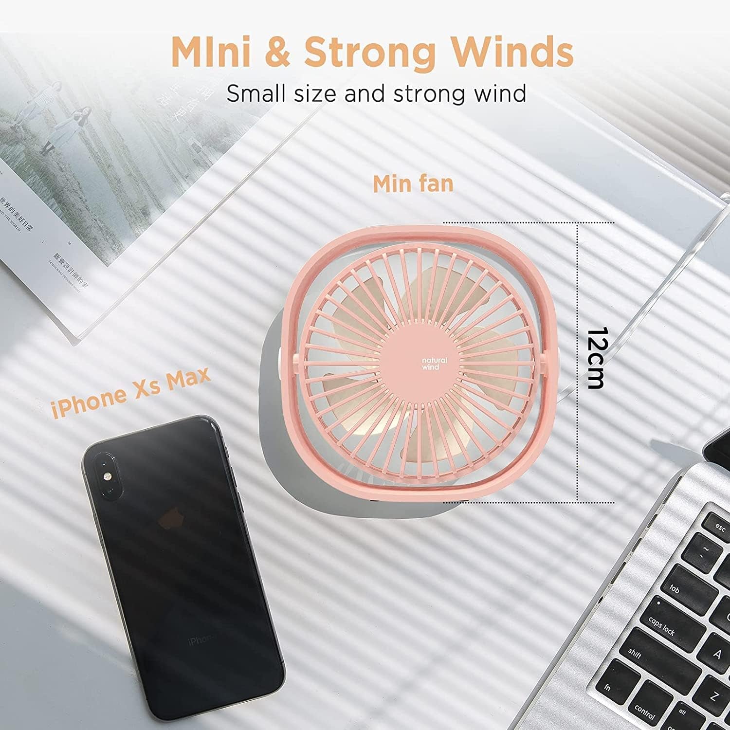 USB Small Desk Fan, Slumber Pod Fan [360°Rotatable Head &Powerful ] 3 Speeds Portable Personal Table Travel Fan for Sleeping Desk Cruise Ship Dorm Bedroom Office Office (No Battery)